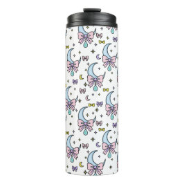 Garrafa Térmica Personalized Girly Cute Bow Name Moons White