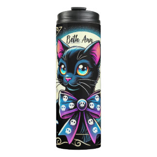 Garrafa Térmica Personalized Halloween Black Cat Thermal Tumbler