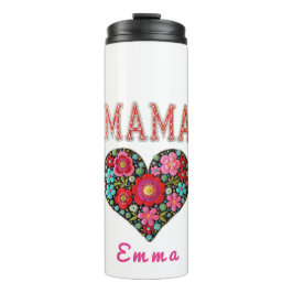 Garrafa Térmica Personalized Mama Heart Floral Custom Gift