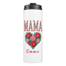 Garrafa Térmica Personalized Mama Heart Floral Custom Gift