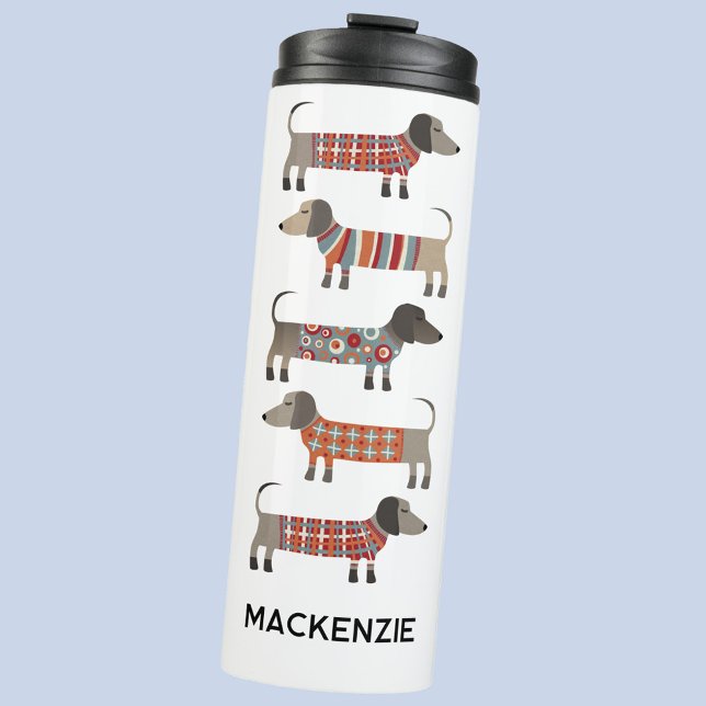 Garrafa Térmica Personalized Name Dachshund Wiener Sausage Dog (Personalized custom name Dachshund Wiener Sausage Dog fun thermal tumbler)