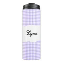 Garrafa Térmica Personalized Name Purple Gingham Pattern