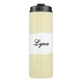Garrafa Térmica Personalized Name yellow Gingham Pattern