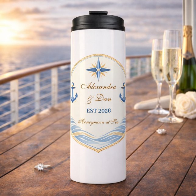 Garrafa Térmica Personalized Nautical Honeymoon Crest (Criador carregado)