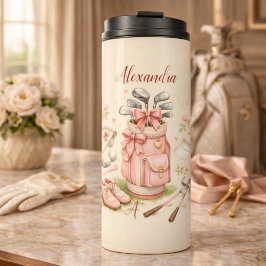Garrafa Térmica Personalized Pink Coquette Golf Monogram