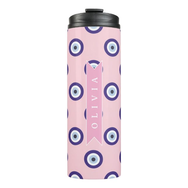 Garrafa Térmica Personalized Pink Evil Eye Pattern Gifts With Name (Frente)