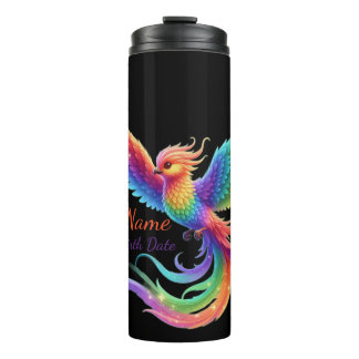 Garrafa Térmica Personalized Rainbow Phoenix Name Birthdate Gift
