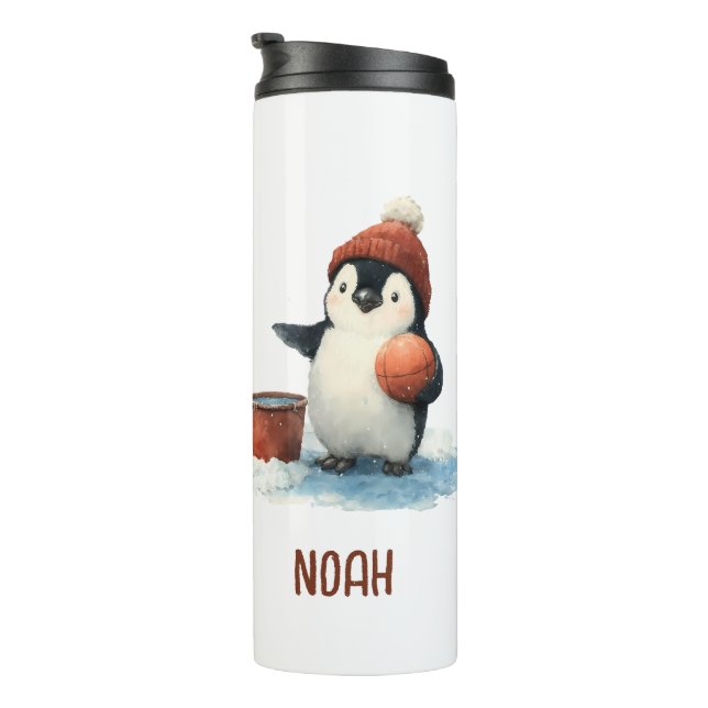 Garrafa Térmica Personalized Winter Penguin Basketball Kid (Rotação à direita)