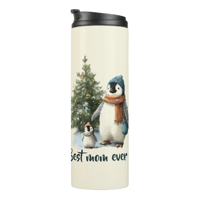 Garrafa Térmica Personalized Winter Penguin “Best Mom Ever” (Rotação à direita)