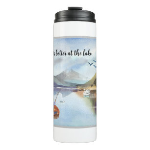 Garrafa Térmica Pesca de reforma na aquarela do lago