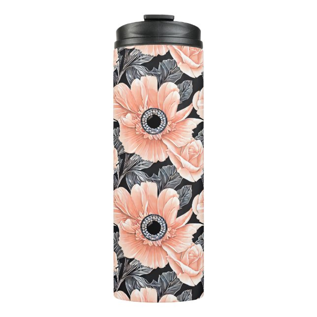 Garrafa Térmica Pêssego Botânico Padrão Floral (Frente)