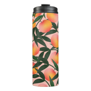 Garrafa Térmica Pêssego Padrão de Fundo Cor-de-Fundo Rosa da Fruta