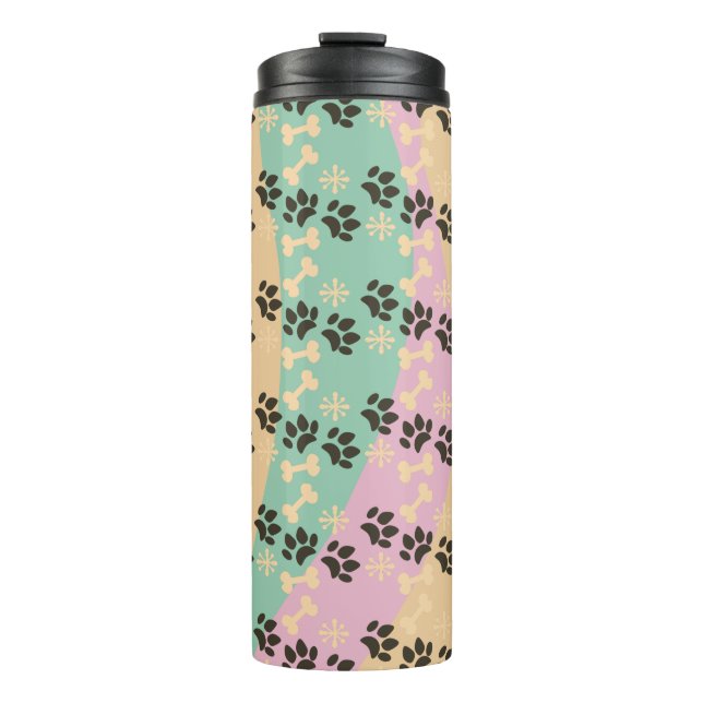 Garrafa Térmica Pet Paw Bone Snowflake, Natal, Padrão (Frente)