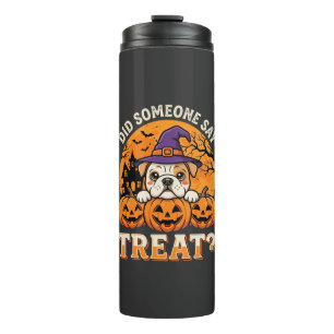 Garrafa Térmica Petisco de Halloween com Desenho de Abóbora Bulldo