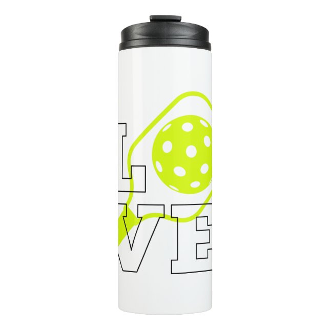Garrafa Térmica Pickleball Love - Neon Paddle e Ball Design (Frente)