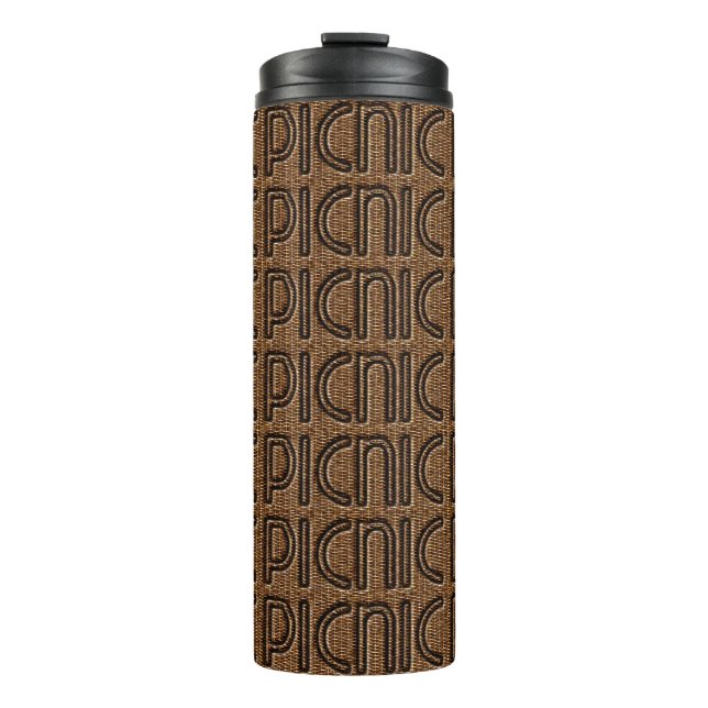Garrafa Térmica Picnic Funny Wicker Typografia Brown Tumbler (Frente)