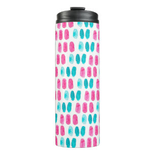 Garrafa Térmica Pincéis cor-de-rosa azul. padrão de pintura abst
