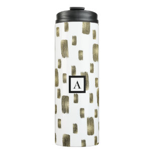 Garrafa Térmica Pincel Moderno Dourado Bronze Cobre Brilho