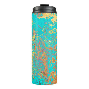 Garrafa Térmica Pincel seco pintando trabalho de arte de ouro márm