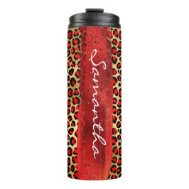 Garrafa Térmica Pincel Vermelho e Dourado