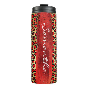 Garrafa Térmica Pincel Vermelho e Dourado