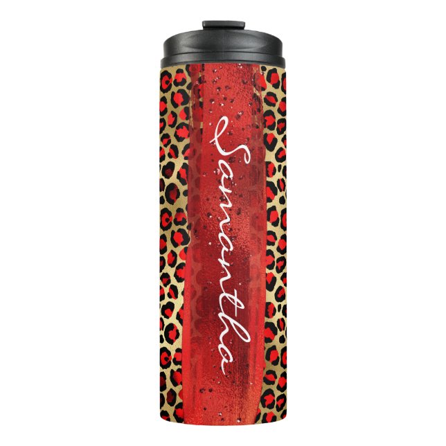 Garrafa Térmica Pincel Vermelho e Dourado (Frente)