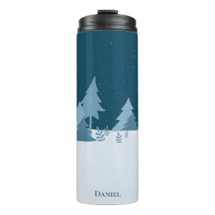 Garrafa Térmica Pine Woods   Inverno   Nome personalizado