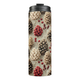 Garrafa Térmica Pinecones e Berries Vermelhos