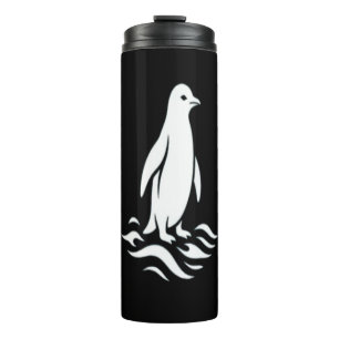 Garrafa Térmica Pinguim Minimalista Arte Linha Inverno Onda Modern
