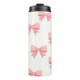 Garrafa Térmica Pink Bow Repeat Pattern – Cute Girly Ribbon Design