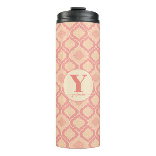 Garrafa Térmica Pink Cora Pink e Creme árabes personalizados