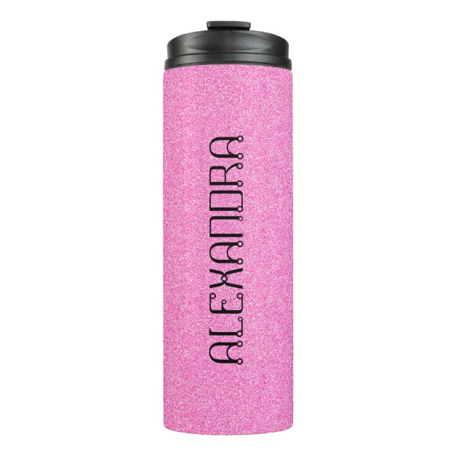 Garrafa Térmica Pink Glitter Chic Pattern Mame Personalizado (Frente)