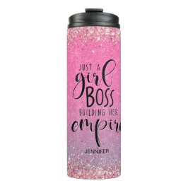 Garrafa Térmica Pink Glitter Girl Boss Name Building Empire
