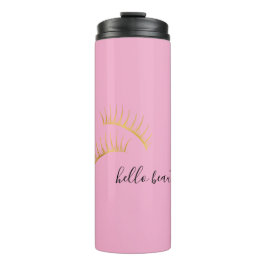 Garrafa Térmica Pink Gold Eyelashes Hello Beautiful