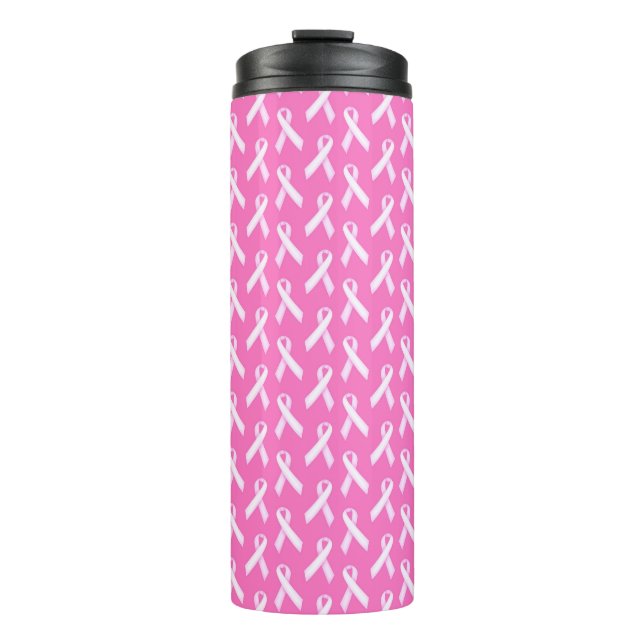 Garrafa Térmica Pink Ribbon Pattern – Breast Cancer Awareness (Frente)