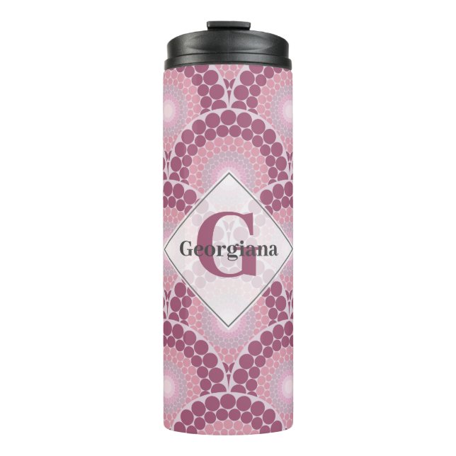 Garrafa Térmica Pinks Radiantes Monogramas Dusky Rosa Mandala (Frente)
