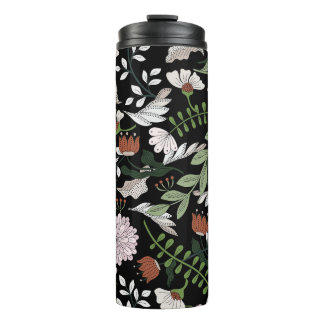 Garrafa Térmica Pintadas Mãos Antigas Flores De Engrenagem