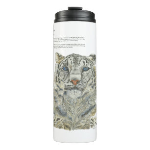 Garrafa Térmica Pintado pela mão-leopardo em neve ameaçada