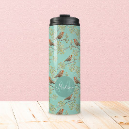 Garrafa Térmica Pintage com o padrão europeu Robin Bird