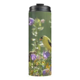 Garrafa Térmica Pintassilgo em uma Flor de Campainha