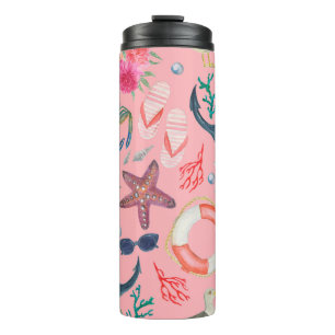 Garrafa Térmica Pintor de aquarelas com padrão uniforme com ânco