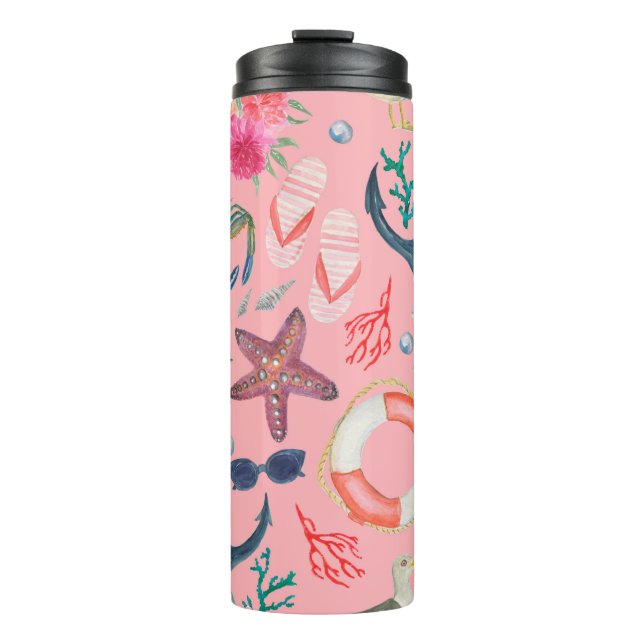 Garrafa Térmica Pintor de aquarelas com padrão uniforme com âncora (Frente)