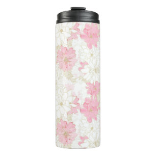 Garrafa Térmica Pintor Floral Dourado e Rosa Elegante