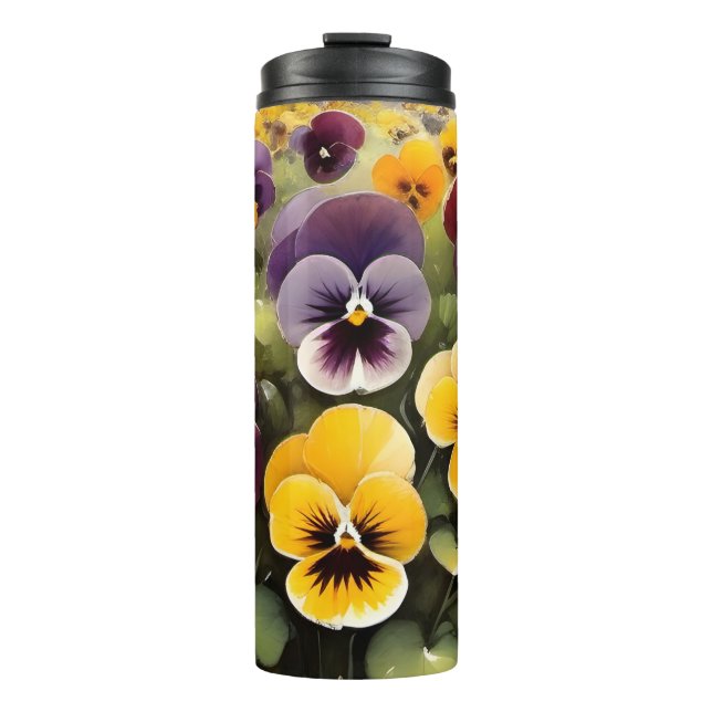 Garrafa Térmica Pintura a aquarela e púrpura (Frente)