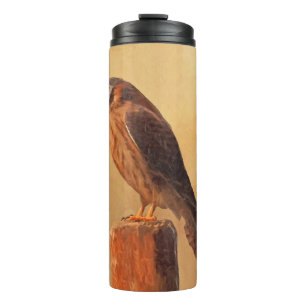 Garrafa Térmica Pintura americana do Kestrel - arte original do