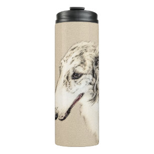 Garrafa Térmica Pintura de Borzoi (Silver Brindle) Original