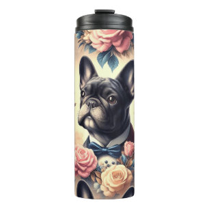 Garrafa Térmica Pintura de Buldogue Francês Cute Vintage