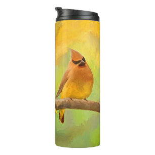 Garrafa Térmica Pintura De Cedar Waxwing - Arte De Cachorro Origin