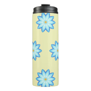 Garrafa Térmica Pintura de Flores Azuis de Lotus Florais