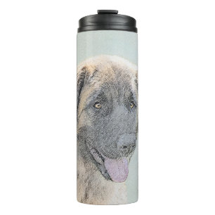Garrafa Térmica Pintura de Leonberger - Arte de Cachorro Original